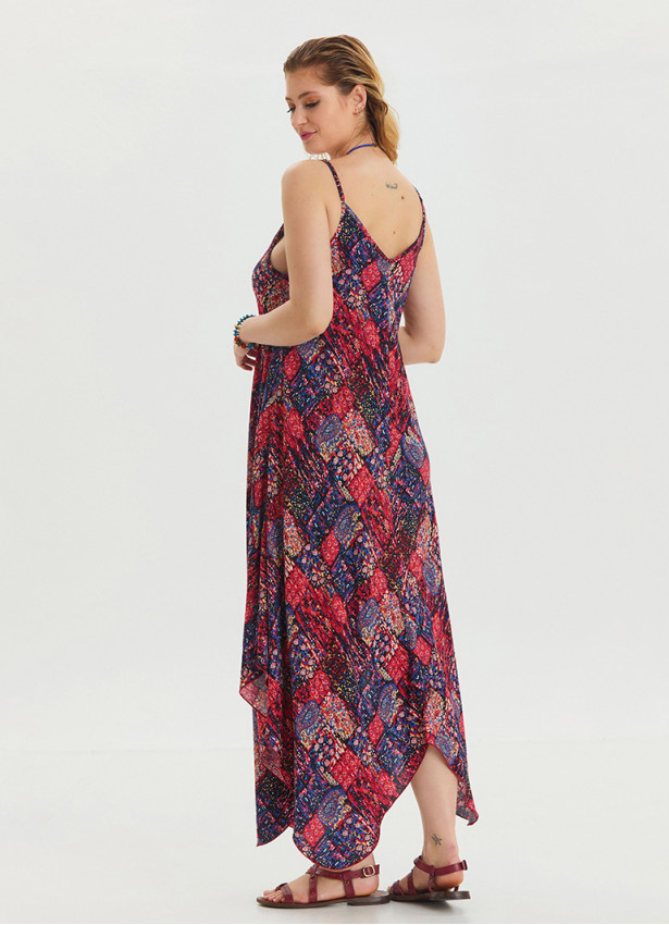 Adjustable Straps Asymmetric Cut Women's Long Dress 4658